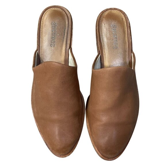 Soludos Venetian Mule Shoes Camel Brown Leather Size 6 Slip On - Picture 3 of 11
